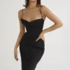 Charmaine Schwarzes Korsetts-Maxikleid Charmaine Schwarzes Korsetts-Maxikleid