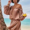 Chaya Haselnussfarbenes schulterfreies Kleid Chaya Haselnussfarbenes schulterfreies Kleid