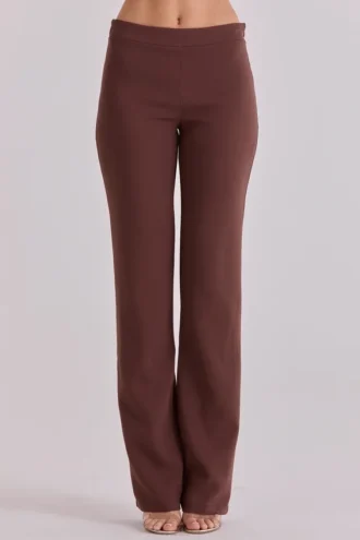Chiara Espresso-braune Hose mit geradem Bein