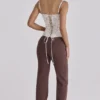 Chiara Espresso-braune Hose mit geradem Bein Chiara Espresso-braune Hose mit geradem Bein