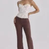 Chiara Espresso-braune Hose mit geradem Bein Chiara Espresso-braune Hose mit geradem Bein