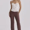 Chiara Espresso-braune Hose mit geradem Bein Chiara Espresso-braune Hose mit geradem Bein