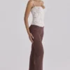 Chiara Espresso-braune Hose mit geradem Bein Chiara Espresso-braune Hose mit geradem Bein