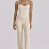 Chiara Vintage Elfenbein Crepe-Hose mit geradem Bein Chiara Vintage Elfenbein Crepe-Hose mit geradem Bein