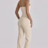 Chiara Vintage Elfenbein Crepe-Hose mit geradem Bein Chiara Vintage Elfenbein Crepe-Hose mit geradem Bein