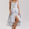 Chiarina – hellblaues Midi-Kleid aus Stretch-Baumwolle mit Vichy-Karomuster