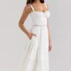 Chiarina – Weißes Baumwoll-Midi-Kleid mit Knopfleiste