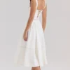 Chiarina – Weißes Baumwoll-Midi-Kleid mit Knopfleiste