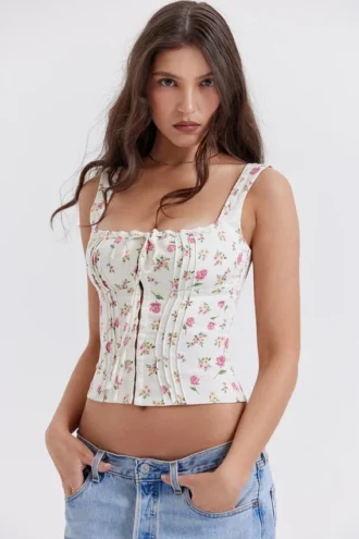 Chicca Rose Print Floral Oberteil