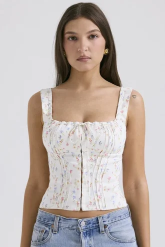 Chicca Weißes Oberteil mit Posy-Print