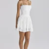 Chloe Weißes maßgeschneidertes Minikleid aus Spitze und Baumwolle mit Broderie Anglaise Chloe Weißes maßgeschneidertes Minikleid aus Spitze und Baumwolle mit Broderie Anglaise