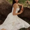 Chloe Weißes Midi-Sommerkleid aus maßgefertigter Spitze und Baumwolle Chloe Weißes Midi-Sommerkleid aus maßgefertigter Spitze und Baumwolle