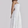Chloe Weißes Midi-Sommerkleid aus maßgefertigter Spitze und Baumwolle Chloe Weißes Midi-Sommerkleid aus maßgefertigter Spitze und Baumwolle
