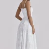 Chloe Weißes Midi-Sommerkleid aus maßgefertigter Spitze und Baumwolle Chloe Weißes Midi-Sommerkleid aus maßgefertigter Spitze und Baumwolle