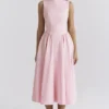 Cindy Ballerina Pink Twill Midi-Sommerkleid Cindy Ballerina Pink Twill Midi-Sommerkleid