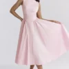 Cindy Ballerina Pink Twill Midi-Sommerkleid Cindy Ballerina Pink Twill Midi-Sommerkleid