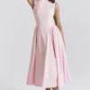 Cindy Ballerina Pink Twill Midi-Sommerkleid Cindy Ballerina Pink Twill Midi-Sommerkleid