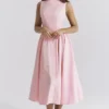 Cindy Ballerina Pink Twill Midi-Sommerkleid Cindy Ballerina Pink Twill Midi-Sommerkleid