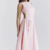 Cindy Ballerina Pink Twill Midi-Sommerkleid Cindy Ballerina Pink Twill Midi-Sommerkleid