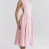 Cindy Ballerina Pink Twill Midi-Sommerkleid Cindy Ballerina Pink Twill Midi-Sommerkleid