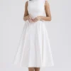 Cindy Weißes Midi-Sommerkleid aus Twill Cindy Weißes Midi-Sommerkleid aus Twill