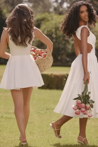Cindy Weißes Midi-Sommerkleid aus Twill
