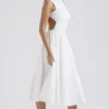 Cindy Weißes Midi-Sommerkleid aus Twill Cindy Weißes Midi-Sommerkleid aus Twill