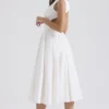 Cindy Weißes Midi-Sommerkleid aus Twill Cindy Weißes Midi-Sommerkleid aus Twill
