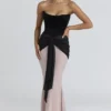 Clara Maxikleid aus schwarzem und rosafarbenem Chiffon – Limited Edition Clara Maxikleid aus schwarzem und rosafarbenem Chiffon – Limited Edition