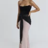 Clara Maxikleid aus schwarzem und rosafarbenem Chiffon – Limited Edition Clara Maxikleid aus schwarzem und rosafarbenem Chiffon – Limited Edition
