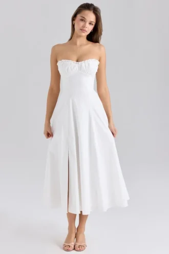 Clarabelle Midi-Sommerkleid aus Baumwolle mit Rosenprint und abnehmbarem Korsett Clarabelle Midi-Sommerkleid aus Baumwolle mit Rosenprint und abnehmbarem Korsett