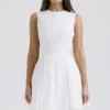 Claretta Weißes plissiertes Baumwoll-Minikleid