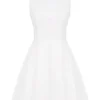 Claretta Weißes plissiertes Baumwoll-Minikleid