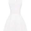 Claretta Weißes plissiertes Baumwoll-Minikleid