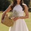 Claretta Weißes plissiertes Baumwoll-Minikleid