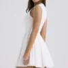 Claretta Weißes plissiertes Baumwoll-Minikleid