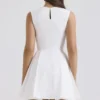 Claretta Weißes plissiertes Baumwoll-Minikleid