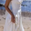 Claudia – Weißes Midi-Kleid aus Baumwolle mit Neckholder