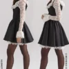 Cleora Schwarzes Minikleid mit Spitzenrüschen Cleora Schwarzes Minikleid mit Spitzenrüschen