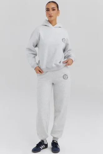 Coast Jogginghose mit Fleece-Rückseite in Hellgrau meliert