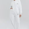 Mirage Weißer Hoodie mit Reißverschluss und Baumwollfleece-Innenseite