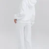 Mirage Weißer Hoodie mit Reißverschluss und Baumwollfleece-Innenseite