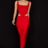 Colette Scarlet Satin-Midirock mit niedriger Taille Colette Scarlet Satin-Midirock mit niedriger Taille