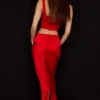 Colette Scarlet Satin-Midirock mit niedriger Taille Colette Scarlet Satin-Midirock mit niedriger Taille
