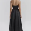 Contessa Schwarzes trägerloses Midi-Korsetts-Kleid aus Satin Contessa Schwarzes trägerloses Midi-Korsetts-Kleid aus Satin