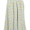 Cora Midi-Rock aus Baumwolle mit zartblauem Vintage-Blumenprint