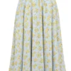 Cora Midi-Rock aus Baumwolle mit zartblauem Vintage-Blumenprint