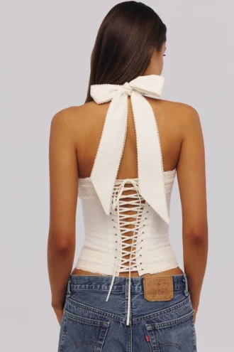 Cosette Weißes Baumwoll-Oberteil mit Neckholder