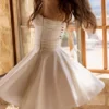 Cosette Weißes Minikleid mit Broderie Anglaise und Baumwoll-Halterausschnitt Cosette Weißes Minikleid mit Broderie Anglaise und Baumwoll-Halterausschnitt