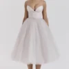 Countess French Dove Tüll-Midi-Kleid